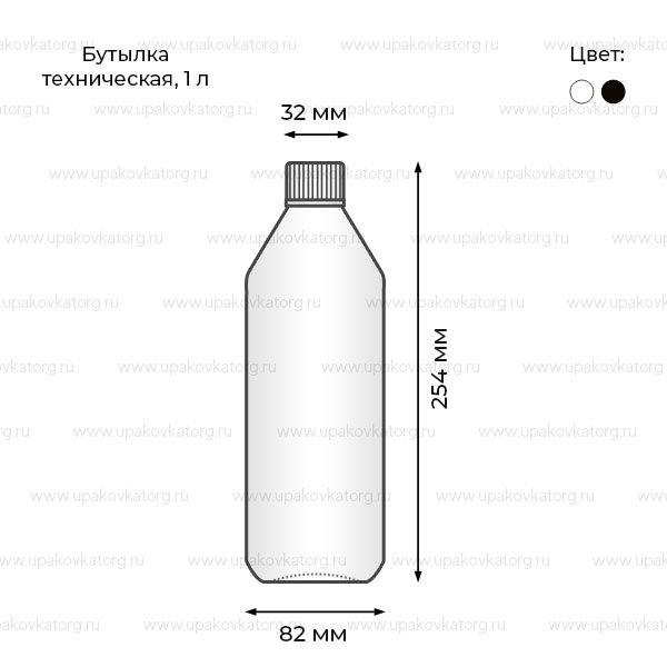 Схематичное изображение товара - Бутылка техническая 1л