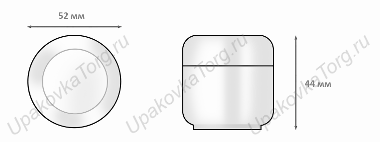 Схематическое изображение баночки для крема d-52 мм U820. Сайт UpakovkaTorg