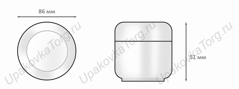 Схематическое изображение баночки для крема d-86 мм U827. Сайт UpakovkaTorg