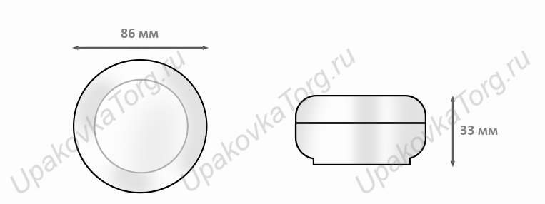 Схематическое изображение баночки для крема d-86 мм U830. Сайт УпаковкаТорг