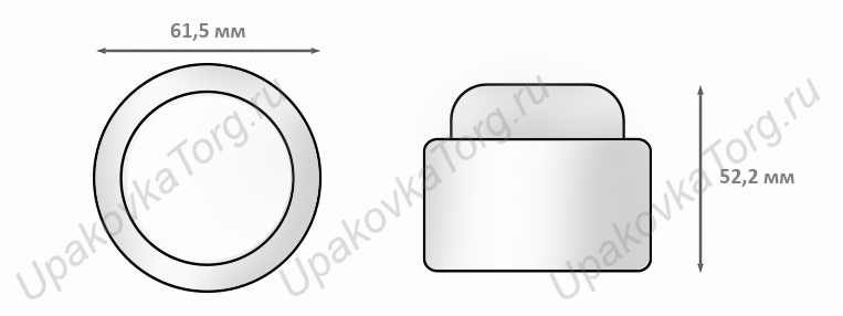 Схематическое изображение баночки для крема d-61?5 мм U832. Сайт УпаковкаТорг
