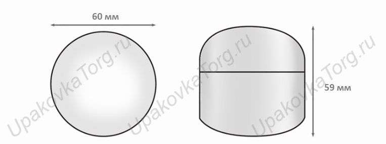 Схематическое изображение баночки для крема d-60 мм U833. Сайт UpakovkaTorg