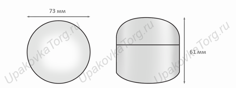 Схематическое изображение баночки для крема d-73 мм U834. Сайт UpakovkaTorg