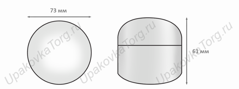 Схематическое изображение баночки для крема d-73 мм U835. Сайт UpakovkaTorg
