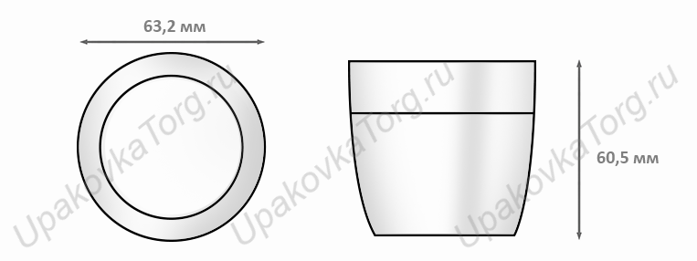 Схематическое изображение баночки для крема d-63,2 мм U837. Сайт УпаковкаТорг