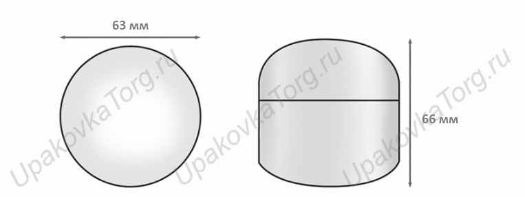 Схематическое изображение баночки для крема d-63 мм U839. Сайт УпаковкаТорг