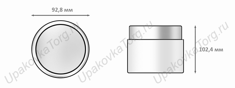 Схематическое изображение баночки для крема d-92,8 мм U840. Сайт UpakovkaTorg