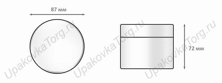 Схематическое изображение баночки для крема d-87 мм U842. Сайт УпаковкаТорг
